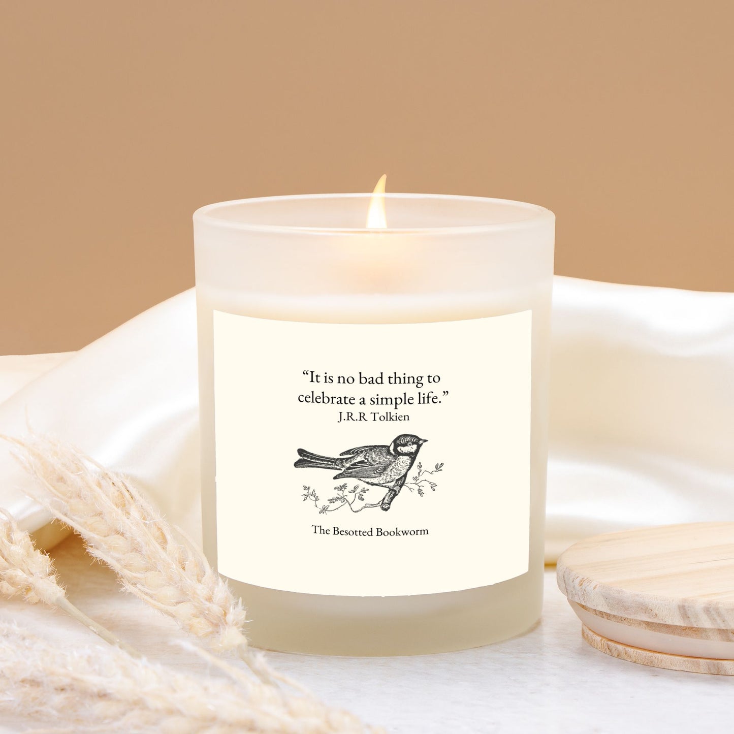 J.R.R. Tolkien Candle Frosted Glass (Hand Poured 11 oz)
