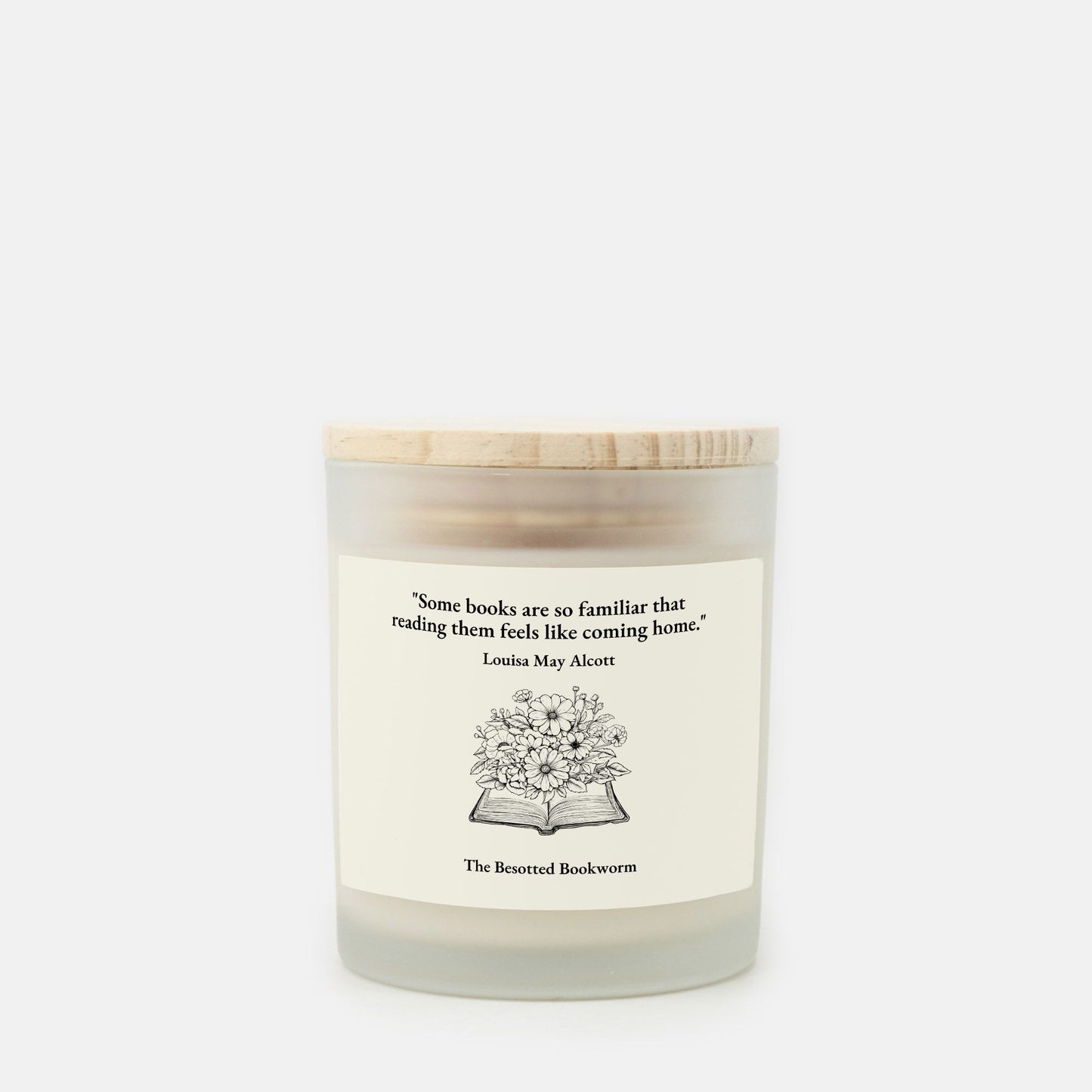 Louisa May Alcott Candle (Cream Label) Frosted Glass (Hand Poured 11 oz)