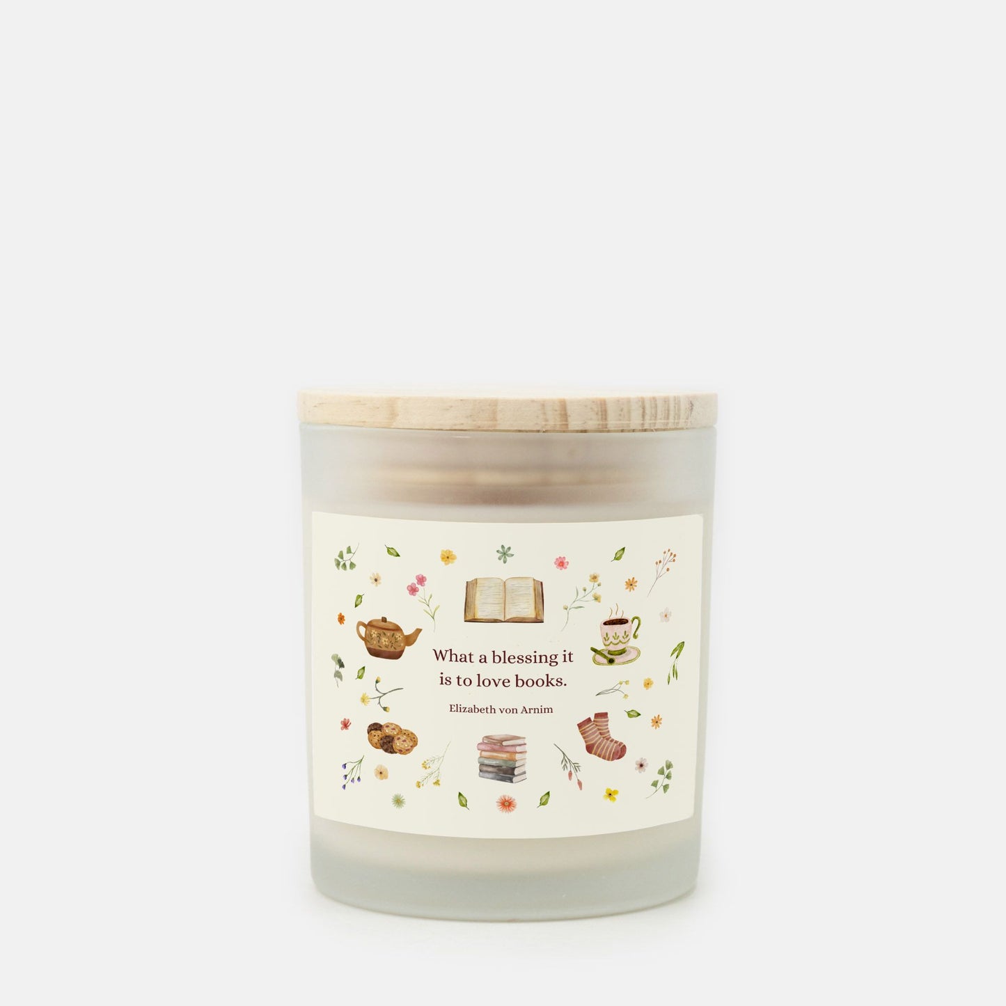 Love Books Candle Frosted Glass (Hand Poured 11 oz)
