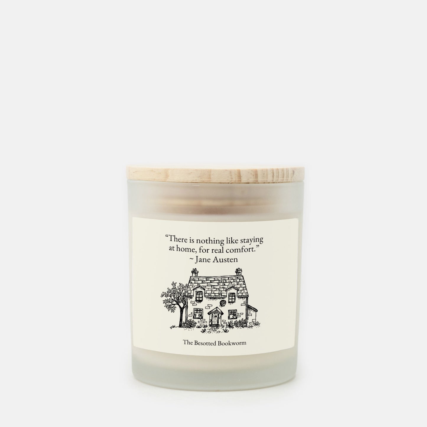 Jane Austen (Cream Label) Candle Frosted Glass (Hand Poured 11 oz)