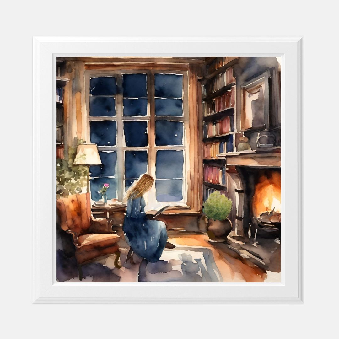 Fireside Reading by Amanda Claire: Print 8 x 8