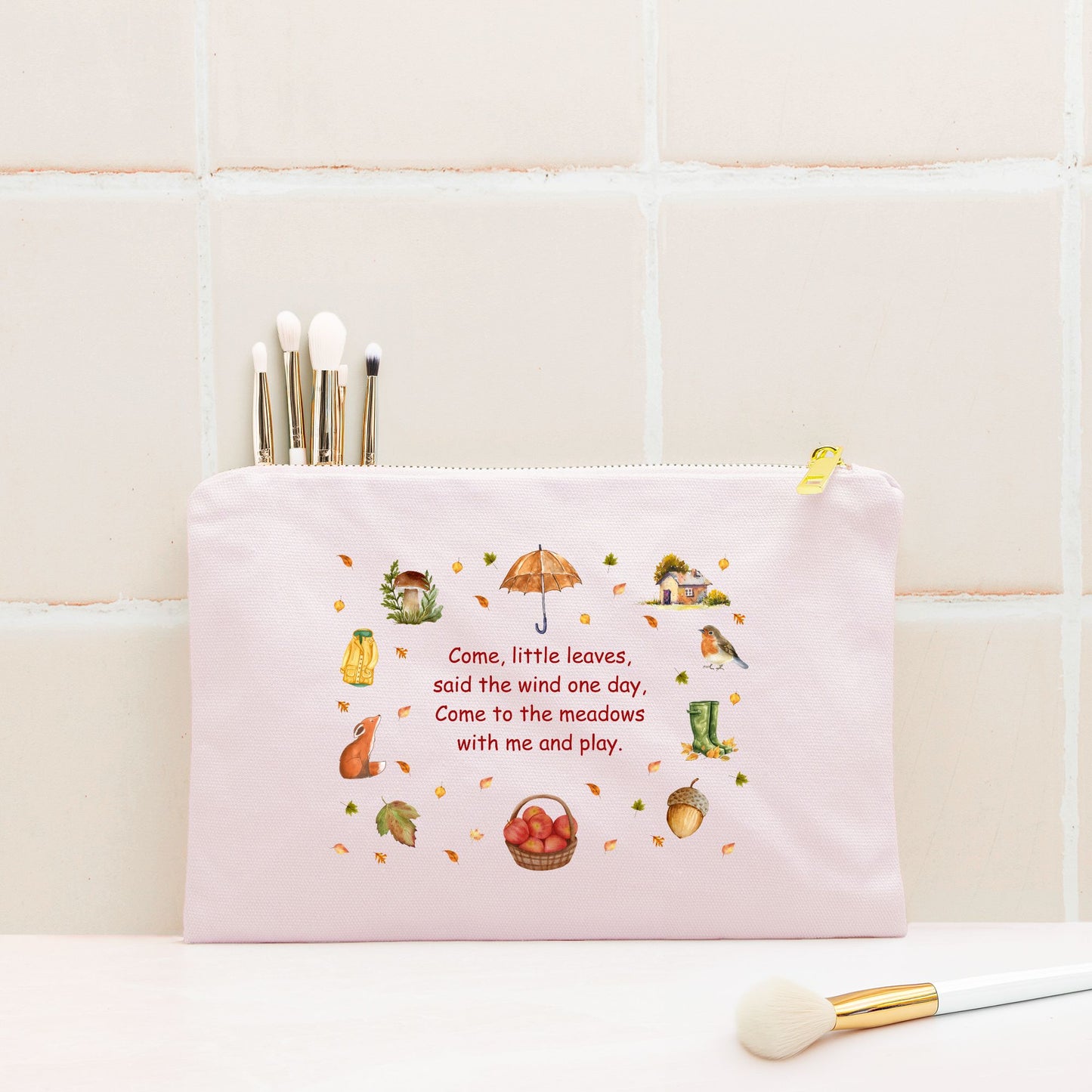 Come Little Leaves: Lined Cosmetic Bag