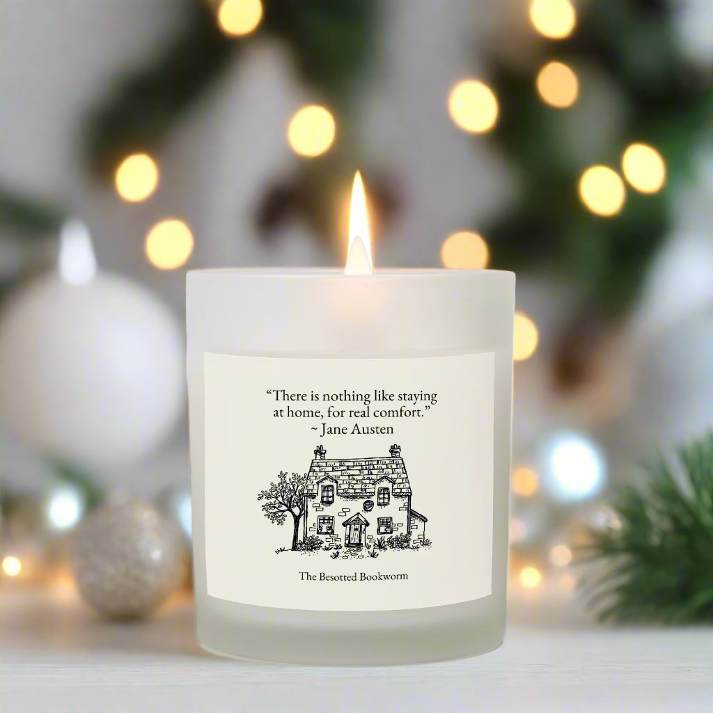 Jane Austen (Cream Label) Candle Frosted Glass (Hand Poured 11 oz)