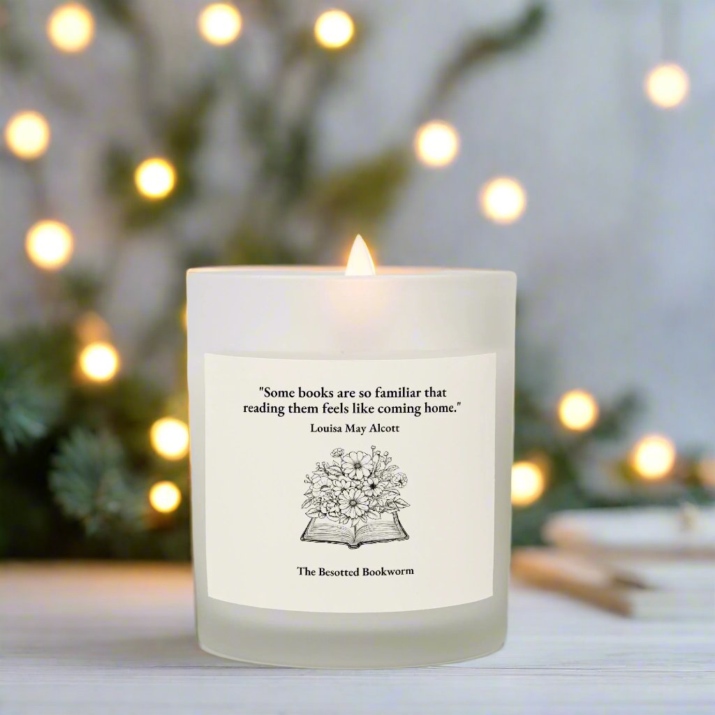 Louisa May Alcott Candle (Cream Label) Frosted Glass (Hand Poured 11 oz)