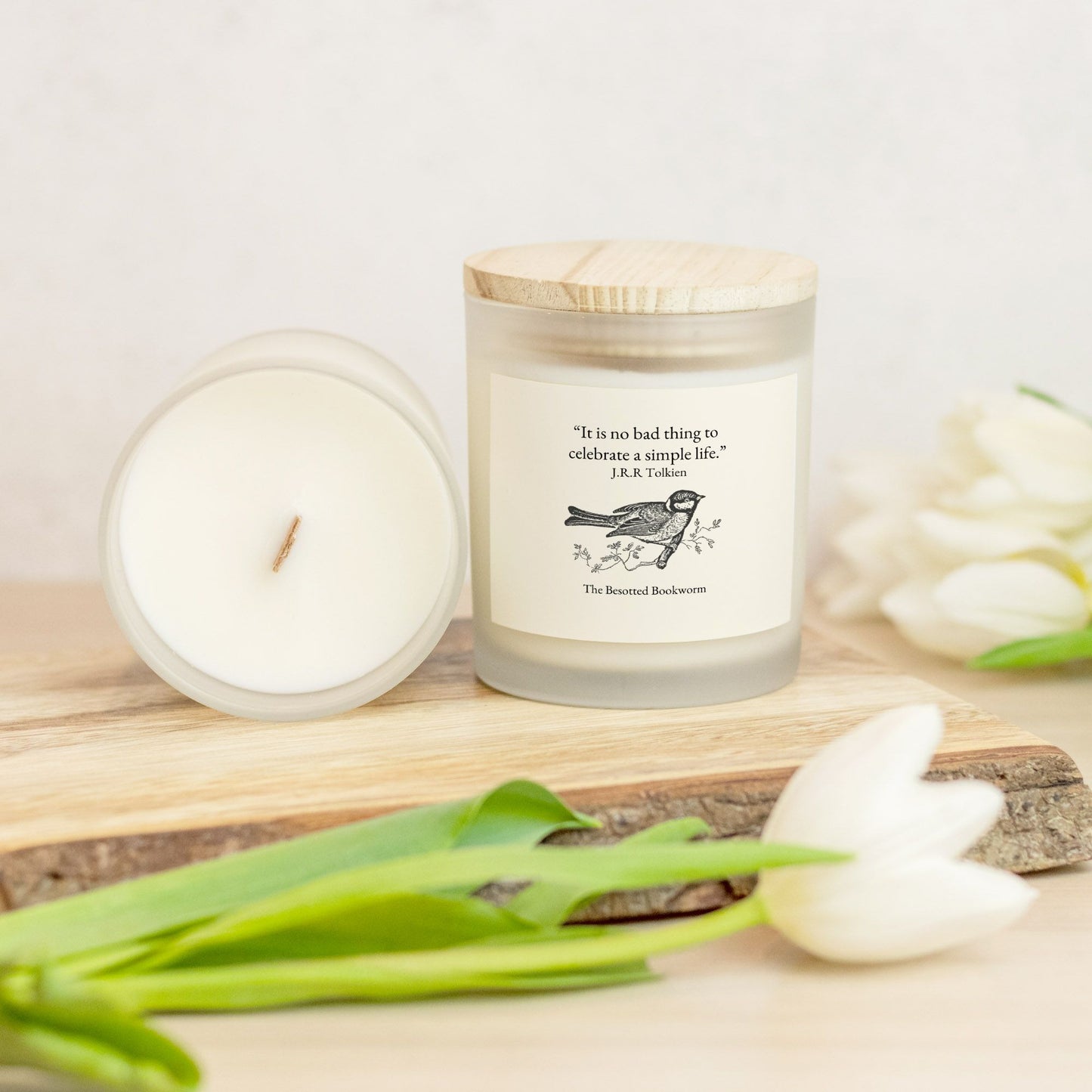 J.R.R. Tolkien Candle Frosted Glass (Hand Poured 11 oz)